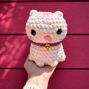 Handmade Pink Stuffed Cat — Etsy listing photo